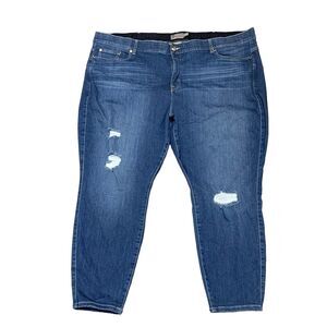 Torrid Bombshell Skinny Blue Jeans Distressed Premium Stretch Size 30R